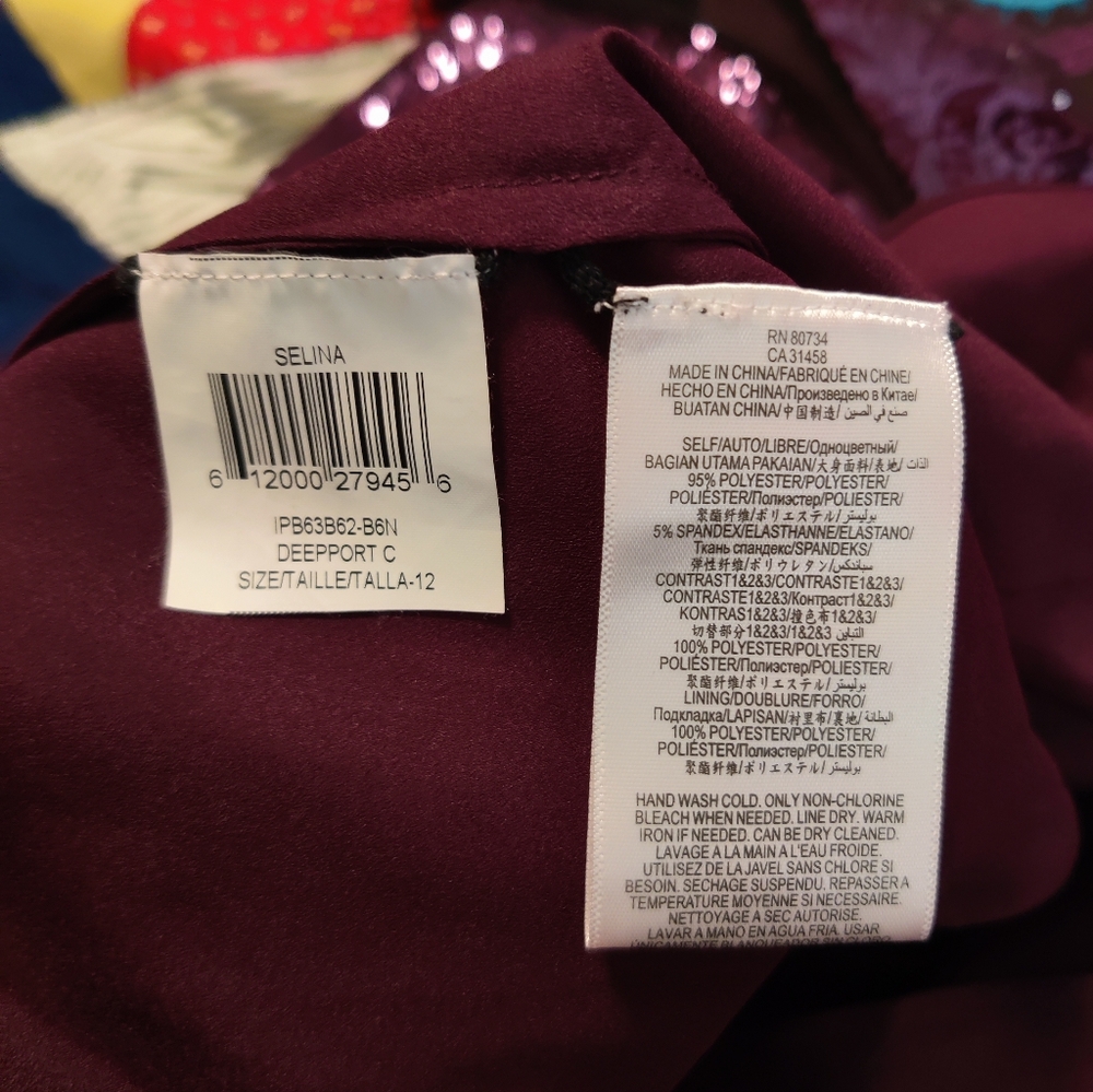 Deep Plum Plunging Neckline Sequin Party Dress - Picture 5 of 5
